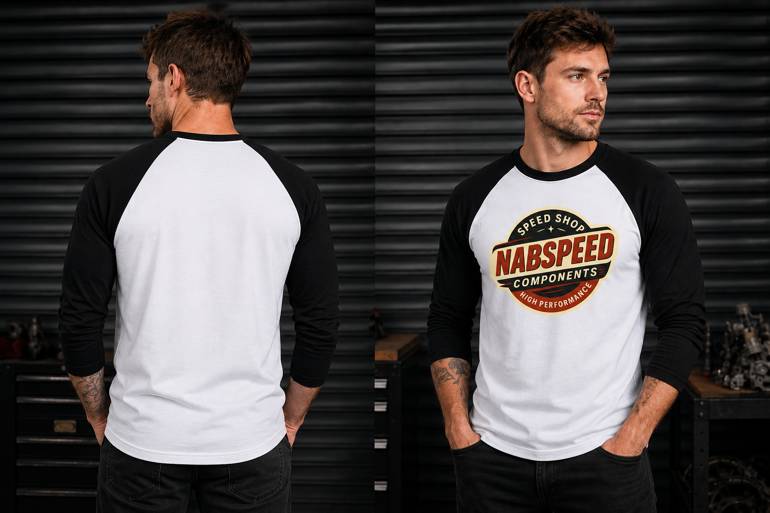 Nabspeed "Speedshop" long sleeve baseball tshirt